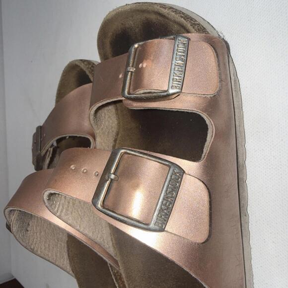 Birkenstock Arizona Kids Rose Gold Metallic Double Buckle Sandals Unsized - Picture 3 of 15